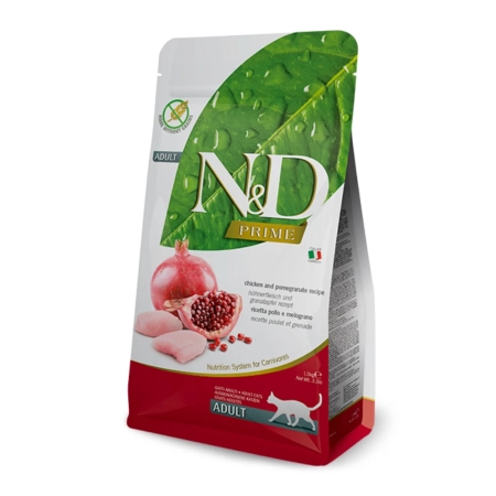 N&D Prime Tahılsız Tavuk Etli ve Narlı Yetişkin Kedi Maması 1,5 kg