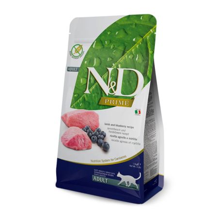N&D Prime Tahılsız Kuzu Etli ve Yaban Mersinli Yetişkin Kedi Maması 1,5 kg
