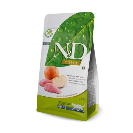 N&D Prime Tahılsız Yaban Domuzlu ve Elmalı Yetişkin Kedi Maması 1,5 kg