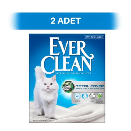 Ever Clean Total Cover Koku Önleyici Topaklanan Kedi Kumu 2 x 10 lt