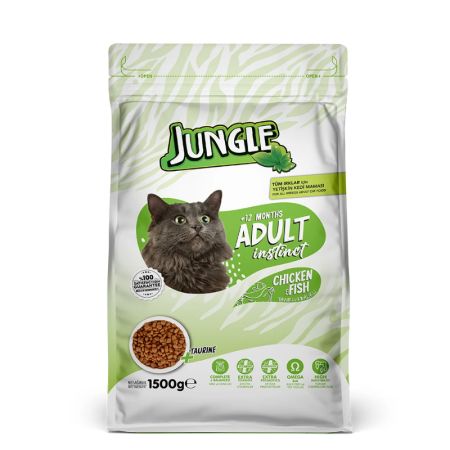Jungle Tavuklu ve Balıklı Yetişkin Kedi Maması 1,5 kg