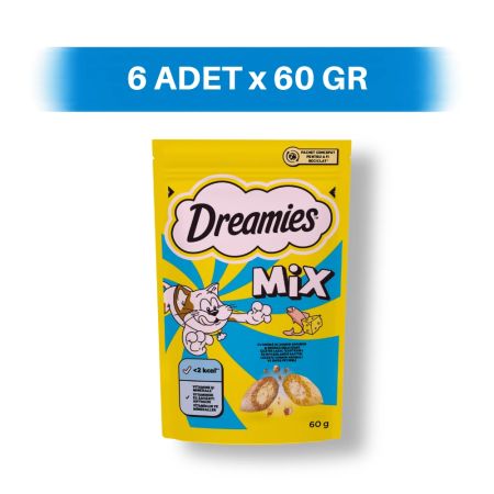 Dreamies Somon, Balık ve Peynir Dolgulu Bisküvi Kedi Ödül Maması 6 x 60 gr