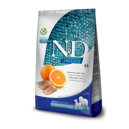 N&D Ocean Tahılsız Balık Etli ve Portakallı Orta ve Büyük Irk Yetişkin Köpek Maması 2.5 kg