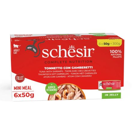 Schesir Jöle İçinde Ton Balıklı ve Karidesli Yetişkin Kedi Konservesi 6 x 50 gr