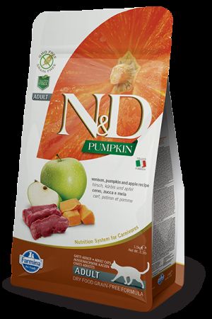 N&D Pumpkin Tahılsız Geyik Etli Bal Kabaklı ve Elmalı Yetişkin Kedi Maması 5 Kg