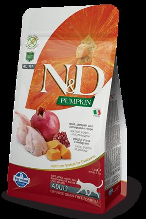 N&D Pumpkin Tahılsız Bıldırcın Etli Bal Kabaklı ve Narlı Yetişkin Kedi Maması 5 Kg